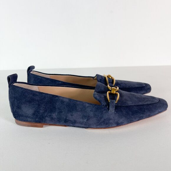 Veronica Beard NWOB Women's Champlain Chain Suede Leather Loafers Blue Size 6.5 - Picture 1 of 6